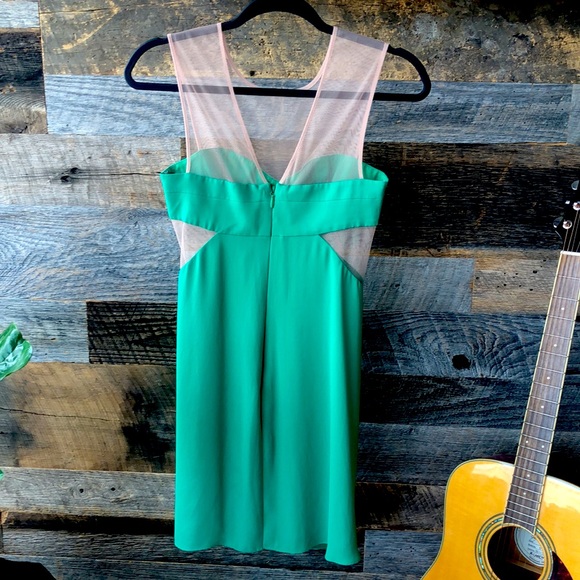 BCBGMaxAzria cutout dress, 0, green + tan mesh - Picture 3 of 4